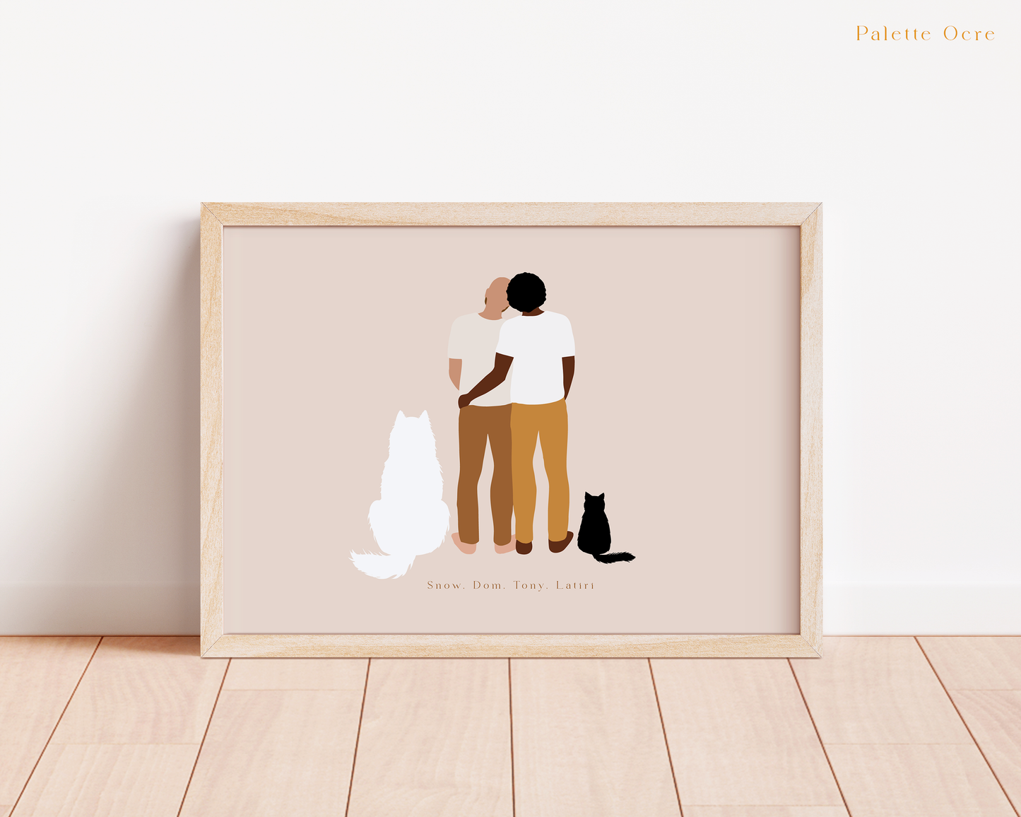 Portrait Couple et Animaux Personnalisé
