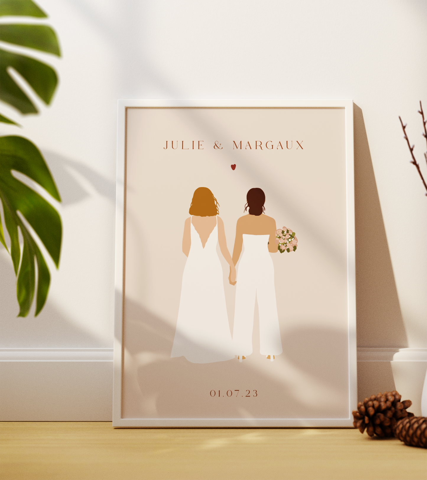 Affiche Mariés Portrait Personnalisé Mariage