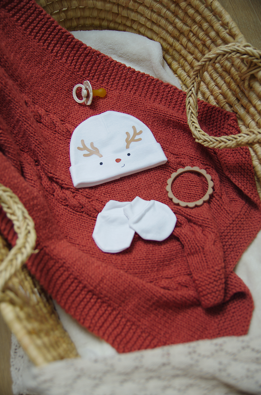 Bonnet de naissance Renne de Noël