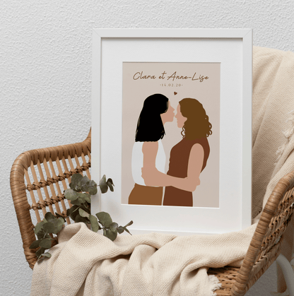 Affiche Couple "Date de Rencontre"  Personnalisée