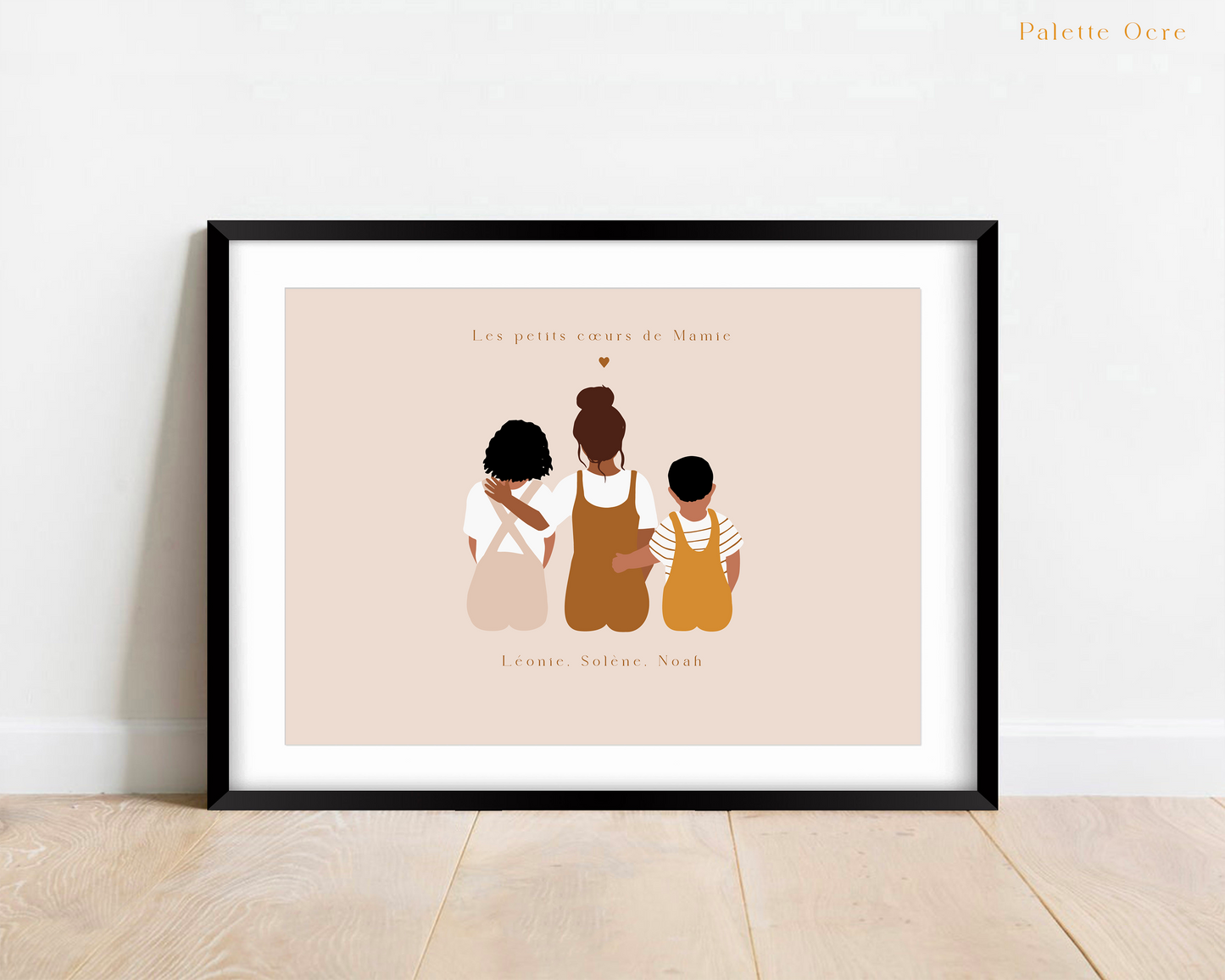 Affiche "Les petits cœurs de Mamie" Personnalisée - Portrait Petits Enfants