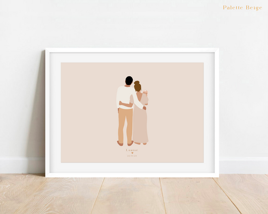 Affiche Couple et Bébé Personnalisée