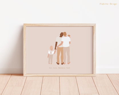 Portrait couple avec enfants personnalisé