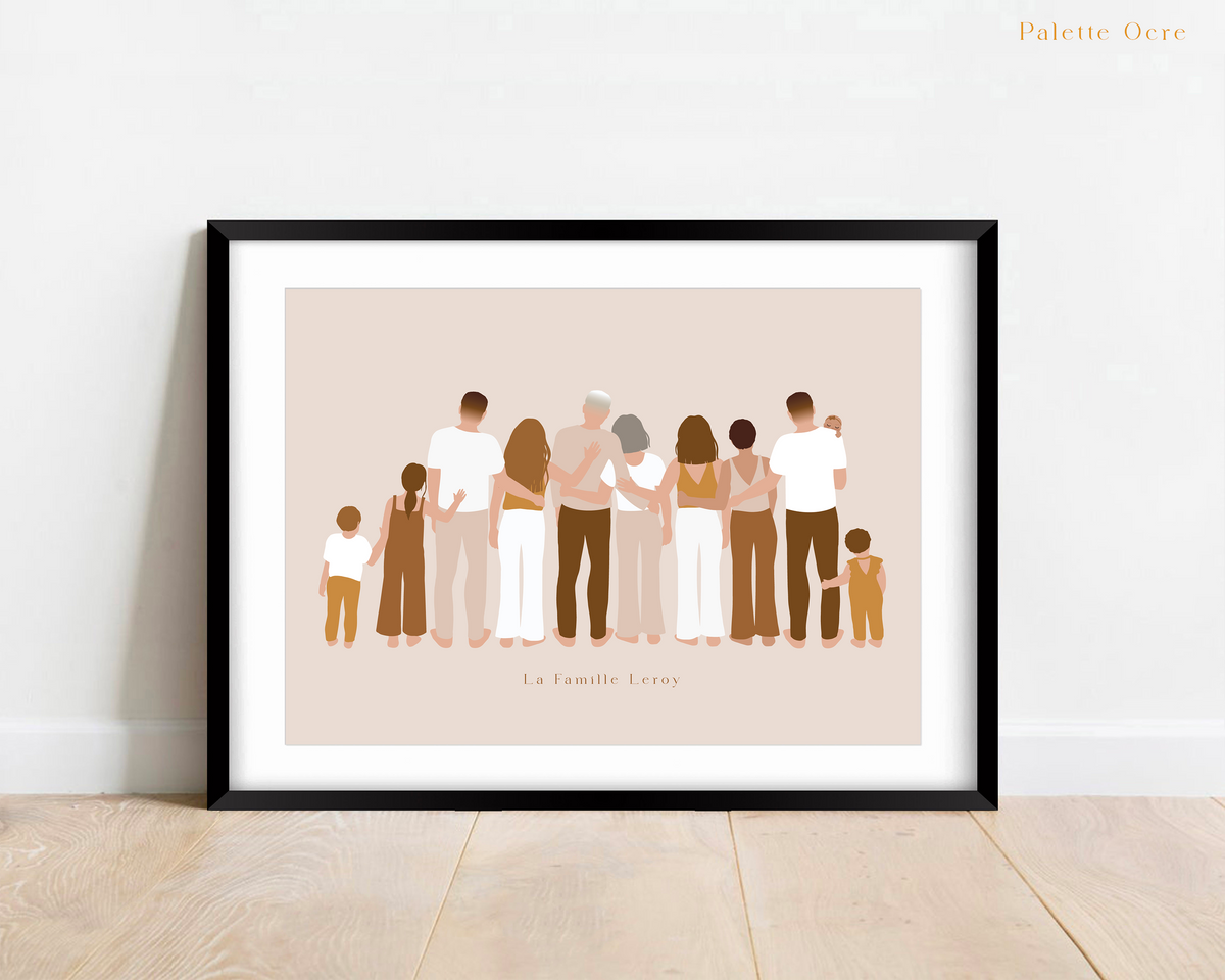 Dessin De Portrait De Famille Affiche Portrait De Famille