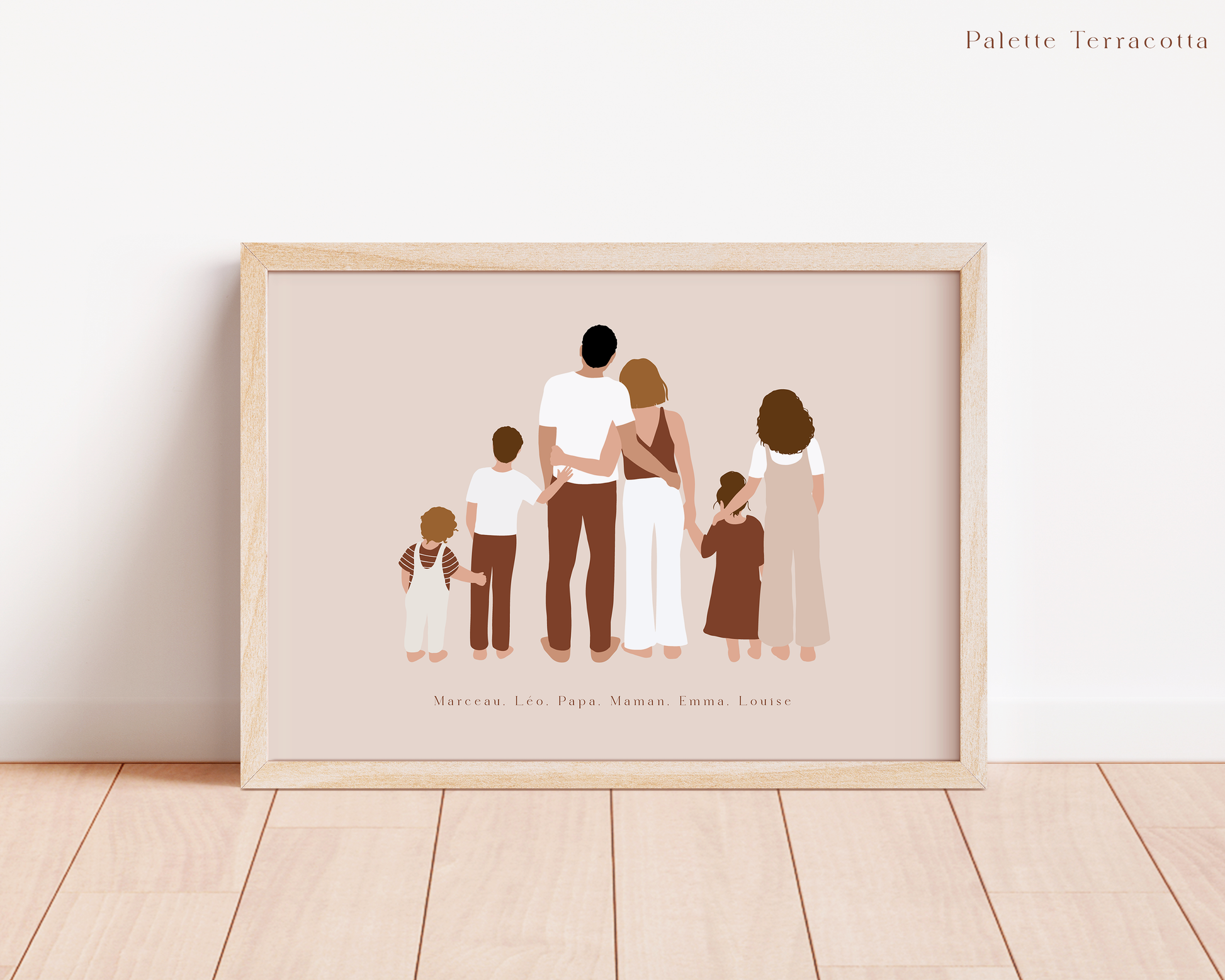 Illustration famille de dos personnalisée