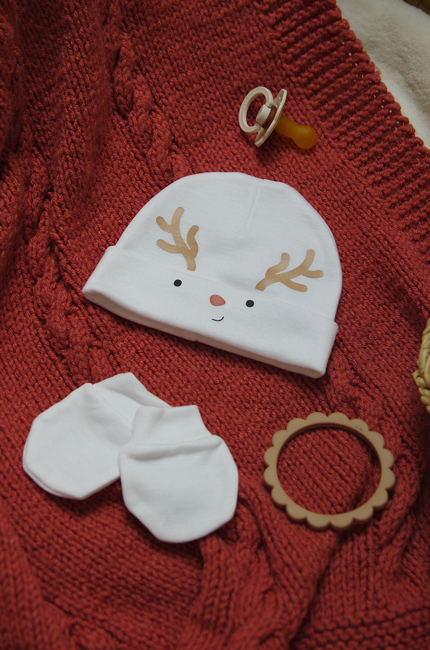 Bonnet de naissance Renne de Noël